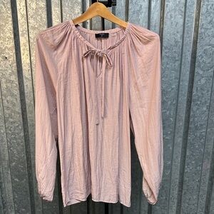 Tahari Dusty Rose Long-Sleeve Tie-Neck Blouse
